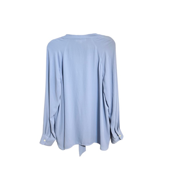 LOFT Light Blue Tie-Neck Blouse - Picture 2 of 2